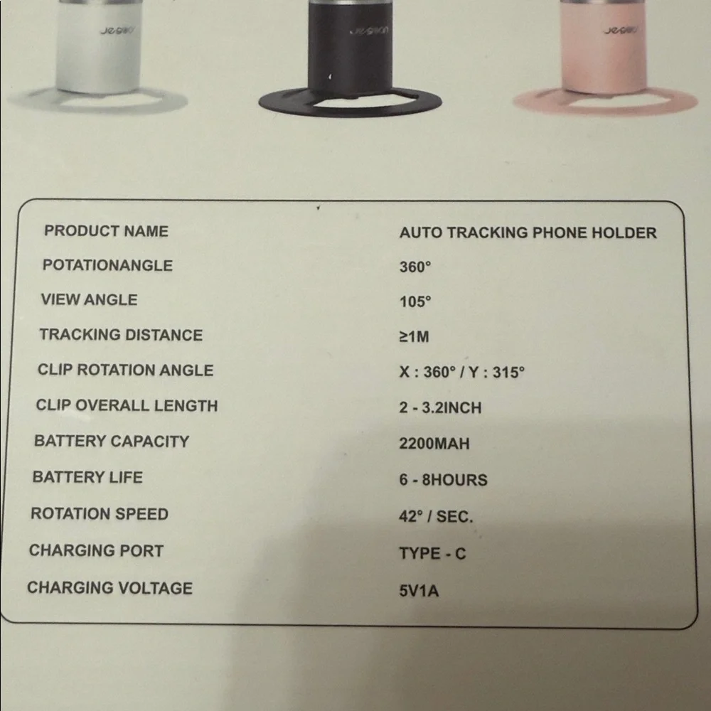Auto Face Tracking Tripod 360 Rotating cell Phone/no app camera stand